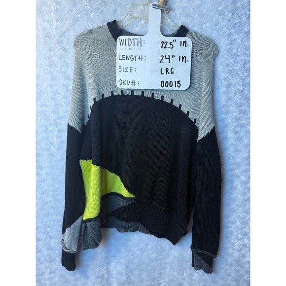 Vintage ALT Grunge Zaket & Plover Knit Sweater Neon Green Black Grey Size L - Picture 6 of 6